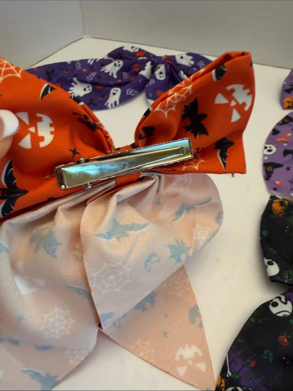 Halloween Print Kids Hair Bows Your Choice Assorted Orange, Purple, Black, White